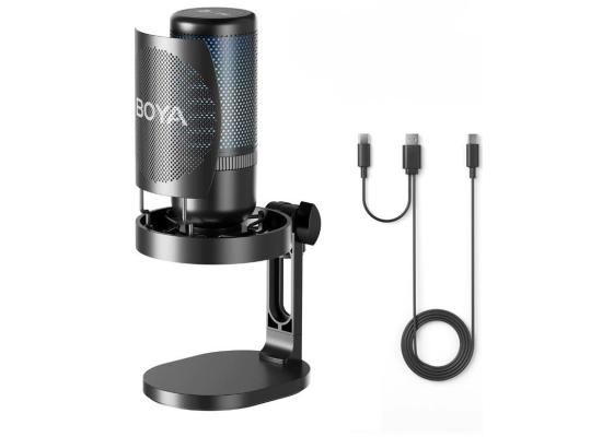 BOYA K3 RGB USB Type C Microphone for Streaming | Gaming Set | Microphone for Recording | Gaming Mic for Pc | Condenser Mic with Desktop Stand Compatible with Windows and Mac Computers. - Black